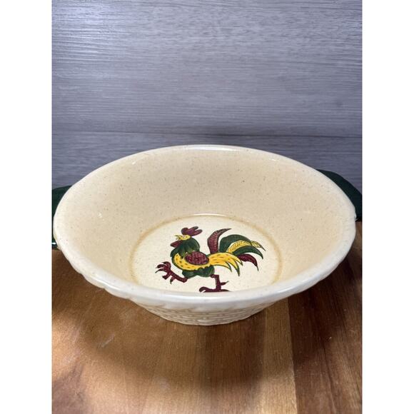 METLOX Poppytrail Provincial Rooster 2 Handle 8” Serving Bowl - Picture 1 of 6
